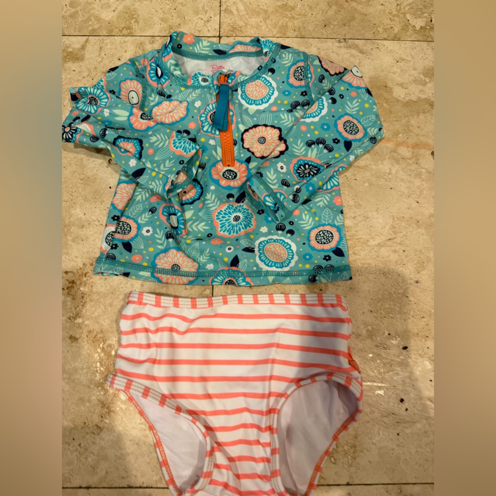 Ruffle Butts Teal Floral Baby Outfit